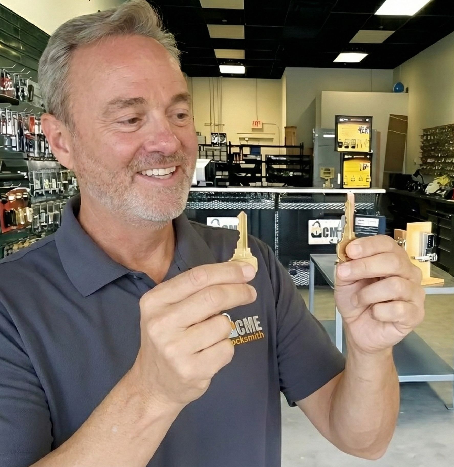 Checking out key copies.